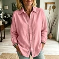 thumbnail image 7 of Noric Women's Cotton Long Sleeve Shirt V Neck Button Down Loose Fit Casual Tops with Crochet Lace, 7 of 7