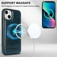 thumbnail image 6 of for iPhone 14 Plus PU Leather Back Case, Built-in Invisible Stand [Compatible with Magsafe] Protective Slim Kickstand Anti-fall Phone Cover Compatible with iPhone 14 Plus, Blue, 6 of 8