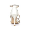 thumbnail image 2 of BLISSFUL STEP Women's Rhinestone Ankle Strap Stiletto High Heel Sandals White (Size 11), 2 of 6