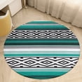 thumbnail image 6 of Tribal Pattern Blue White Round Carpet Circle Rug Outdoor Patio Area Rug Washable Large Area Rugs Hallway Room Decor Fitness Mats, 6 of 8