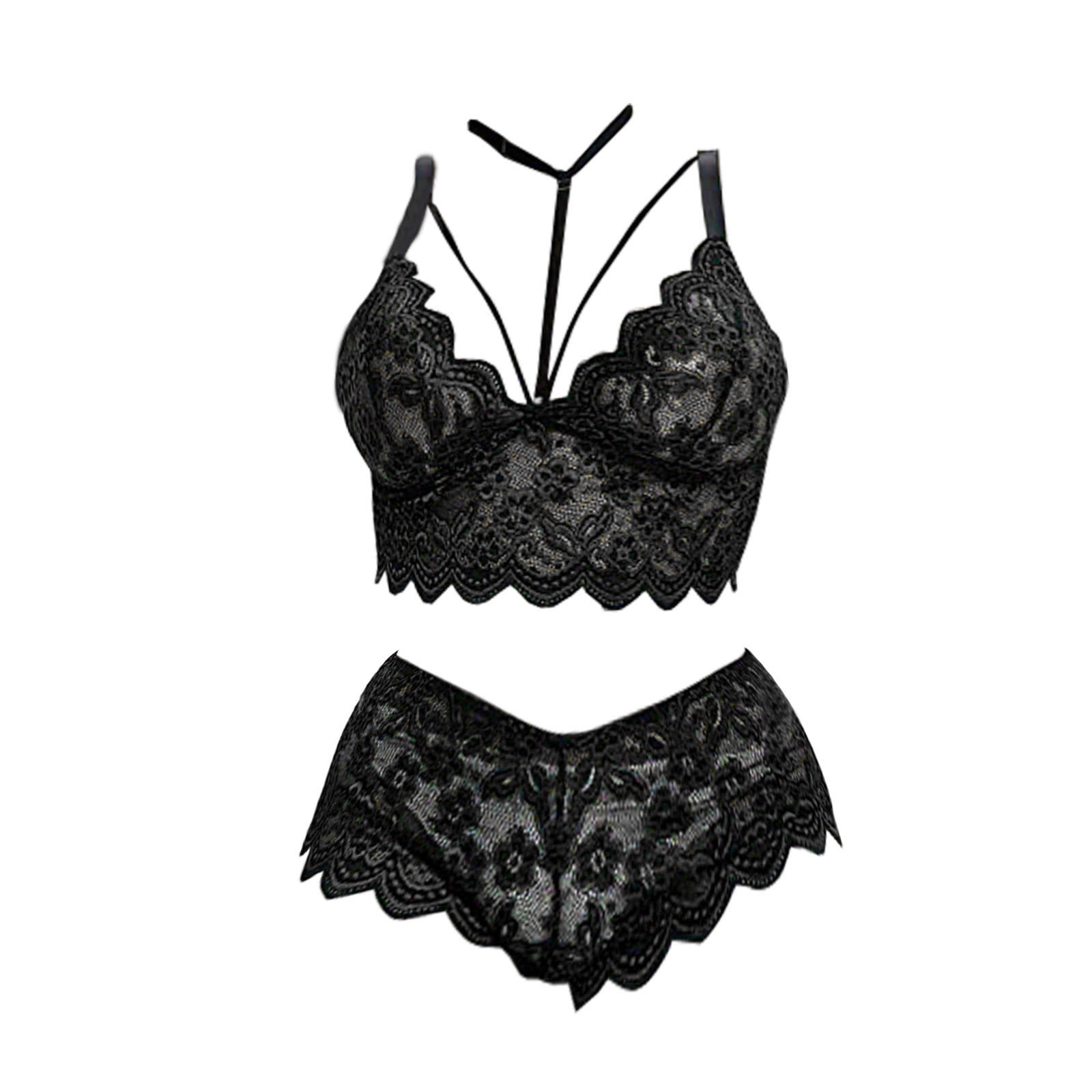 Buy online Black Net Bra And Panty Set from lingerie for Women by