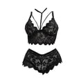 thumbnail image 3 of Gibobby Lencería sexy Conjunto de lencería de 2 piezas de talla grande para mujer con sujetador de tiras y bragas(Negro, M), 3 of 5