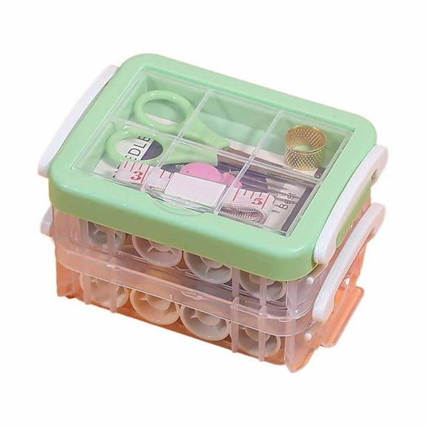 Wartleves Caja de almacenamiento de herramientas para kit de costura, organizador de agujas, hilo y tijeras, contiene Y0Y6