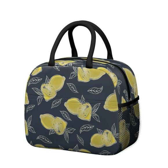 Sac à Lunch Imprimé Citron Moderne – Motif Fruits Jaunes Frais, Sac Isotherme Portable pour l'École