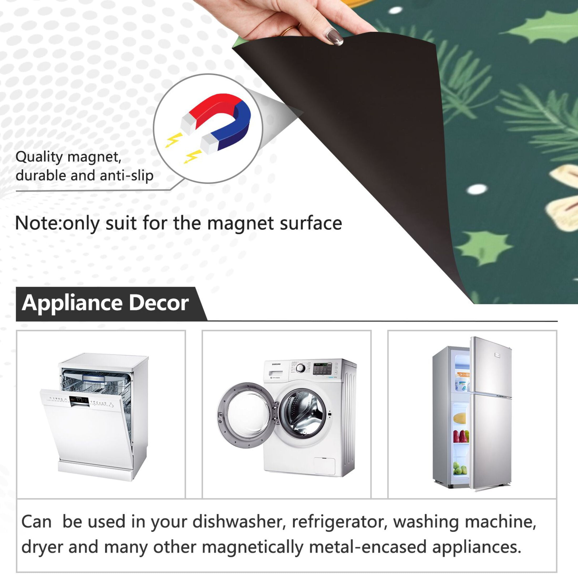 Dishwasher Magnetic Sticker 23x26 Inch Refrigerator Magnetic Sticker Washing Machine Magnetic Sticker Kitchen Panel Magnetic Sticker Home Decor Christmas Lions and Presents