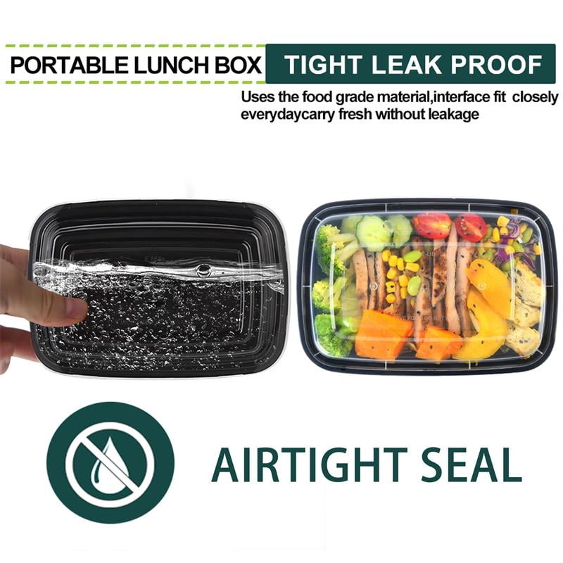 Meal Prep Containers Black, 50 Packs Plastic Food Storage Containers with Lids, 32oz Bento Box Reusable, To Go Containers Disposable, BPA Free