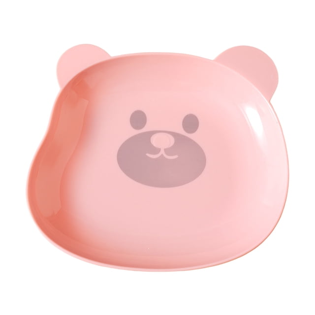 Wdhugt Pink Bones Spitting Plates Small Fruit Snack Plates Cartoon Design Plastic Material 2-Piece Set Pink