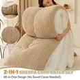 thumbnail image 6 of WOOW DEPOT Sherpa Reversible Comforter 70.8" x 86.6", 1 PCS Twin Full Size Heavy 7.72 lbs Warm Cozy, Taffeta Quilted & Sheared Craft 3D Jacquard Blanket Machine Washable, Khaki, 6 of 9