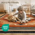 thumbnail image 4 of ODIKA 8'x10' Washable Area Rug Hooks Motif Cowboy Southwestern Round Runway Themed Trailer Minded for King Size Bedroom Under Bed, Master Suite, Non-Shedding, Easy Care, 4 of 7