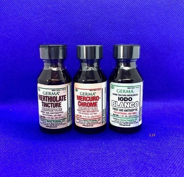 First Aid Antiseptic ( 3 Pack ) Mercurocrome, iodo Blanco, Merthiolate Tinture