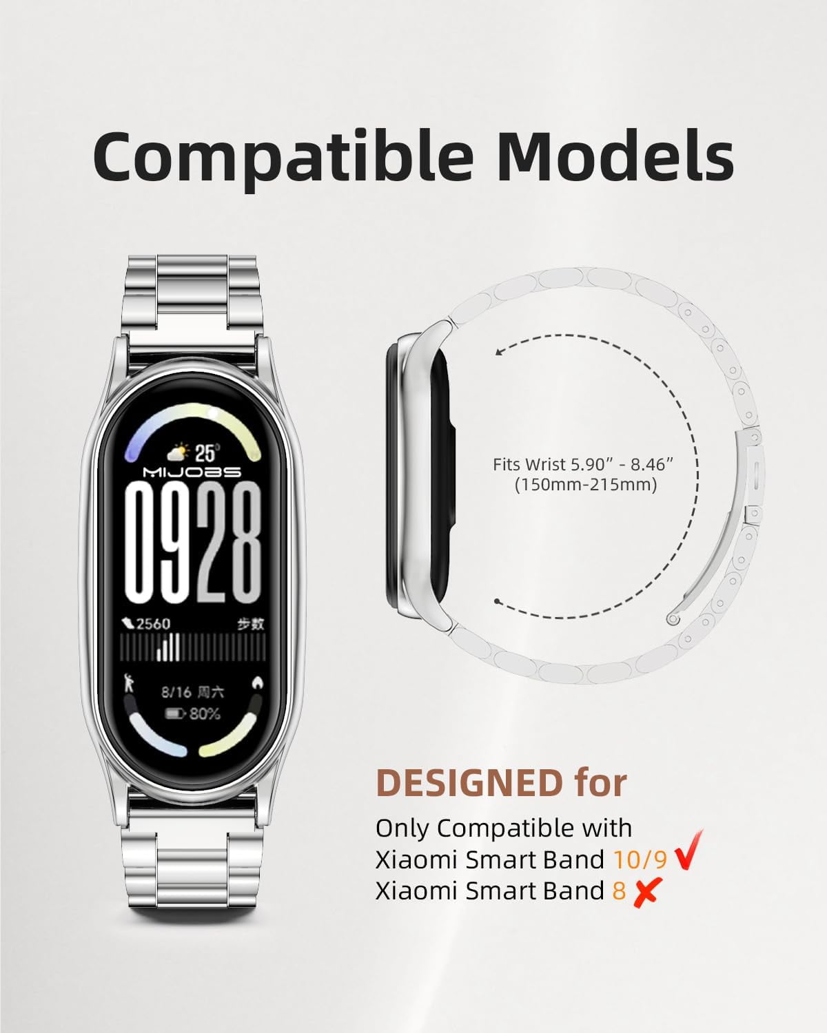 CRKMGS-Strap for Xiaomi Mi Band 10/9 Breathable Replacement Strap for Mi Fit Band 9 SmartWatch Straps Wristband Bracelet for Women Men