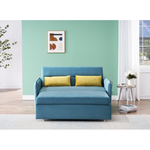 54" Velvet Pull Out Sofa Sleeper, Convertible 3 in 1 Upholstered