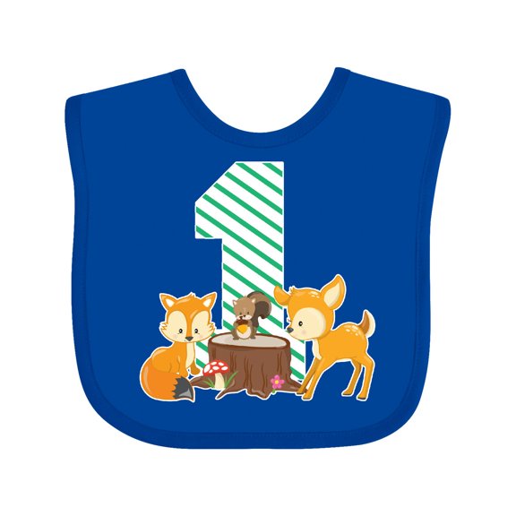 Inktastic One Years Old with Woodland Animals Boys or Girls Baby Bib