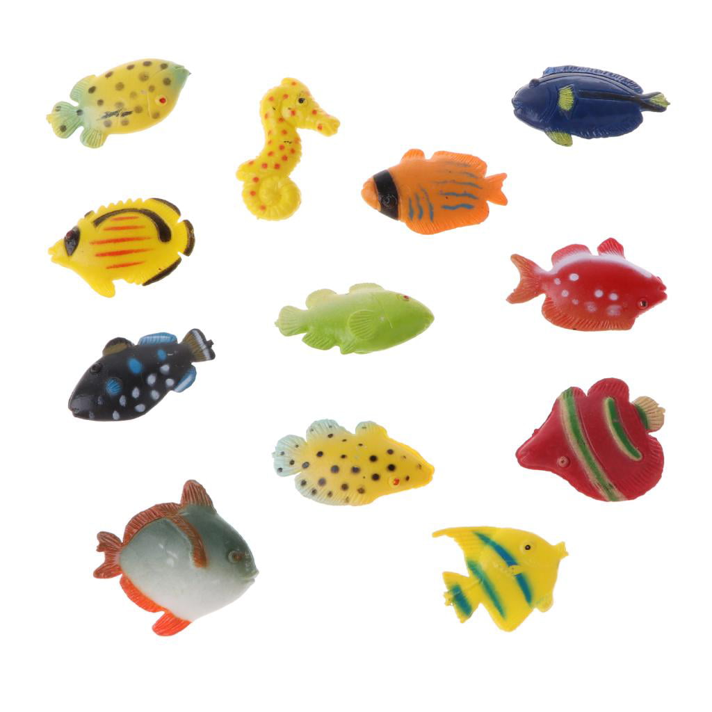 Prettyia 12x Plastic Marine Animals Model Figures Tropical Sea Fish Kids Toy 