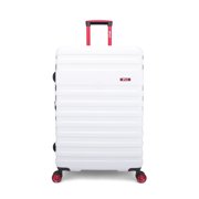iFLY Hardside Luggage Spectre 28 Inch Checked Luggage, White/Navy