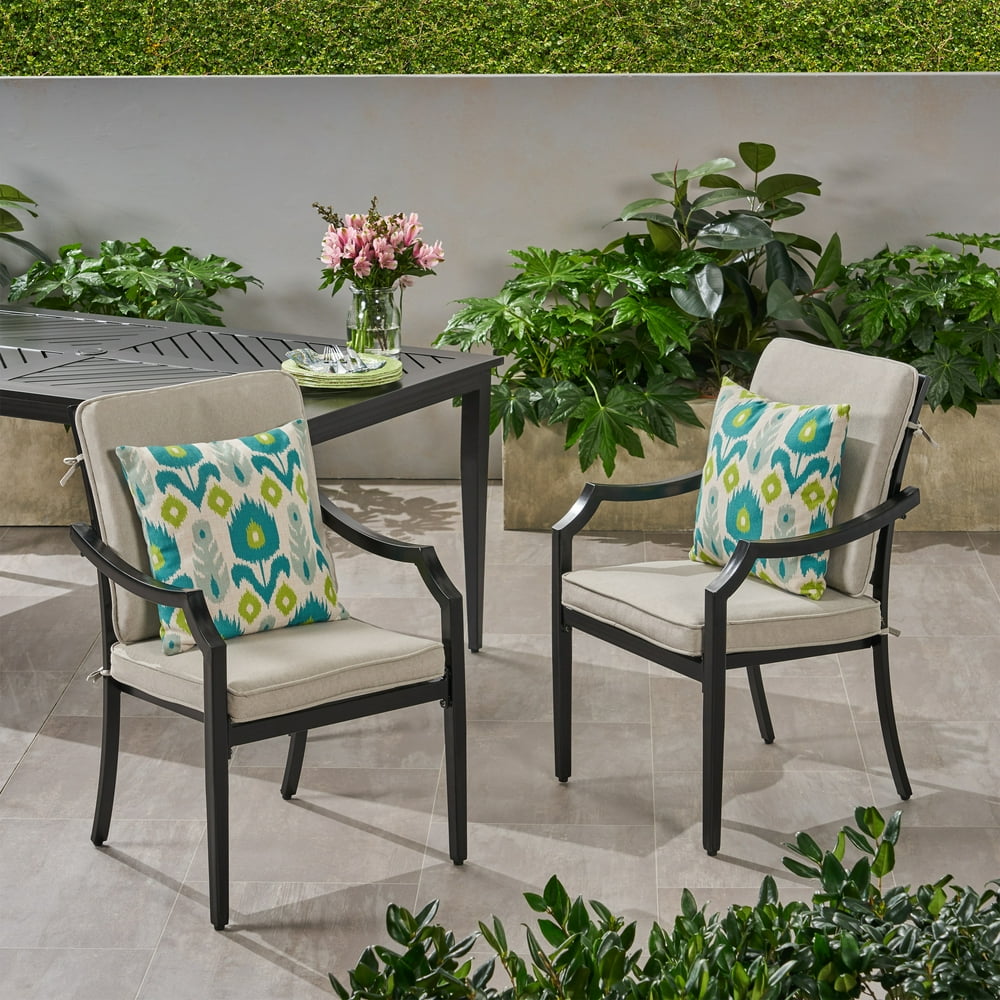 Belle Diego Outdoor Aluminum Dining Chairs with Cushions (Set of 2