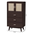 thumbnail image 4 of Baxton Studio Giancarlo Mid-Century Modern Espresso Brown Wood 3-Drawer Storage Chest with Rattan door, 4 of 22