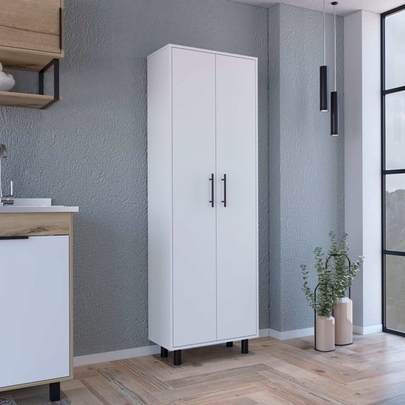 Living Room Cabinets, Napoles Multistorage Pantry Cabinet, White Wooden Cabinets,Particle Board Metal Cabinets, Furniture Primary Living Space Cabinets Napoles Multistorage Pantry Cabinet