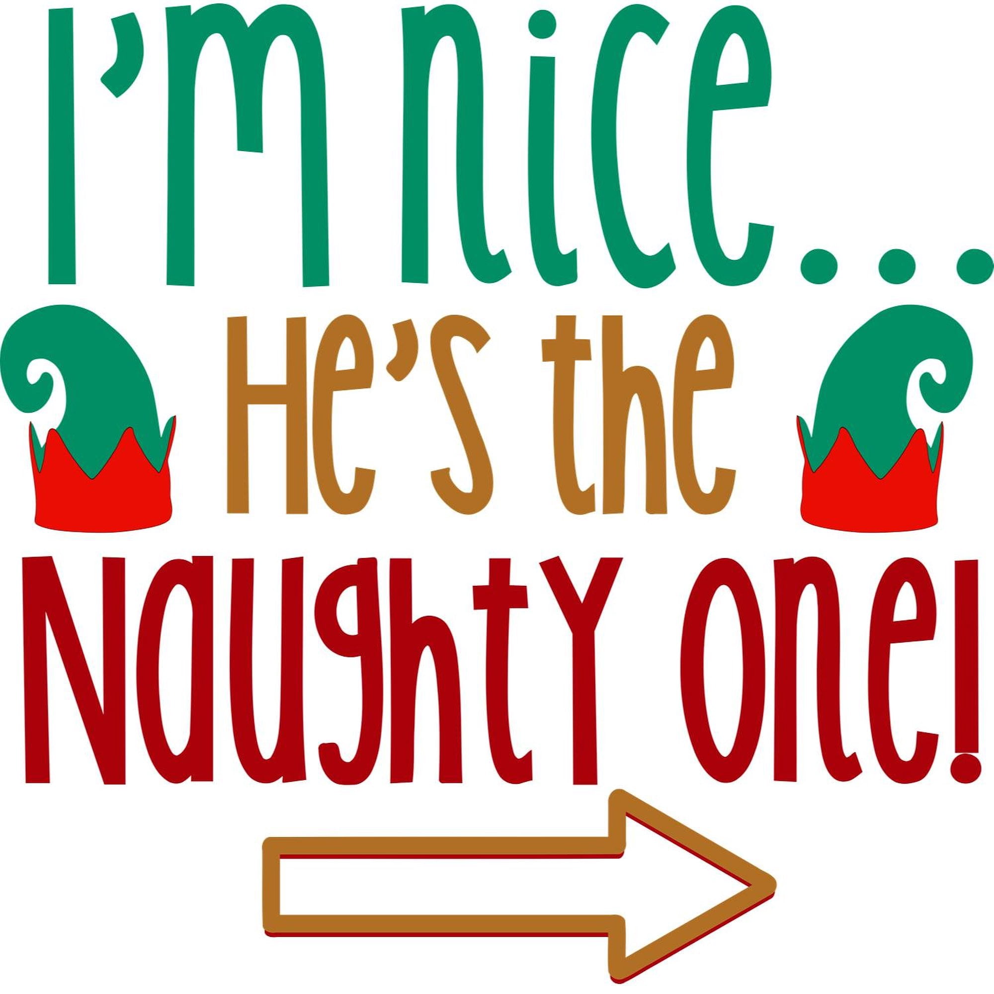 CafePress - Im Nice Hes Naughty Elf Hat Women's Light Pajamas - Women's Short Sleeve Print T-Shirt and Pants Light Cotton Pajama Set