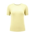 thumbnail image 4 of LIZUOJUN Women's Cotton Knit Top Solid Crew Neck Short Sleeve Lightweight Loose Fit Casual Basic Blouse, Soft Summer Tee Shirt for Daily Wear Yellow2 XL, 4 of 9