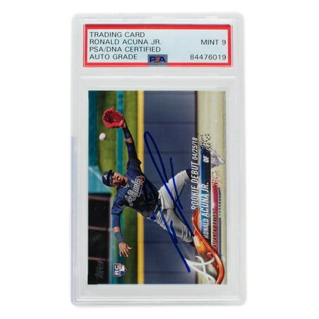 Ronald Acuna Jr. Signed 2018 Topps Update #US252 Atlanta Braves Card PSA Mint 9
