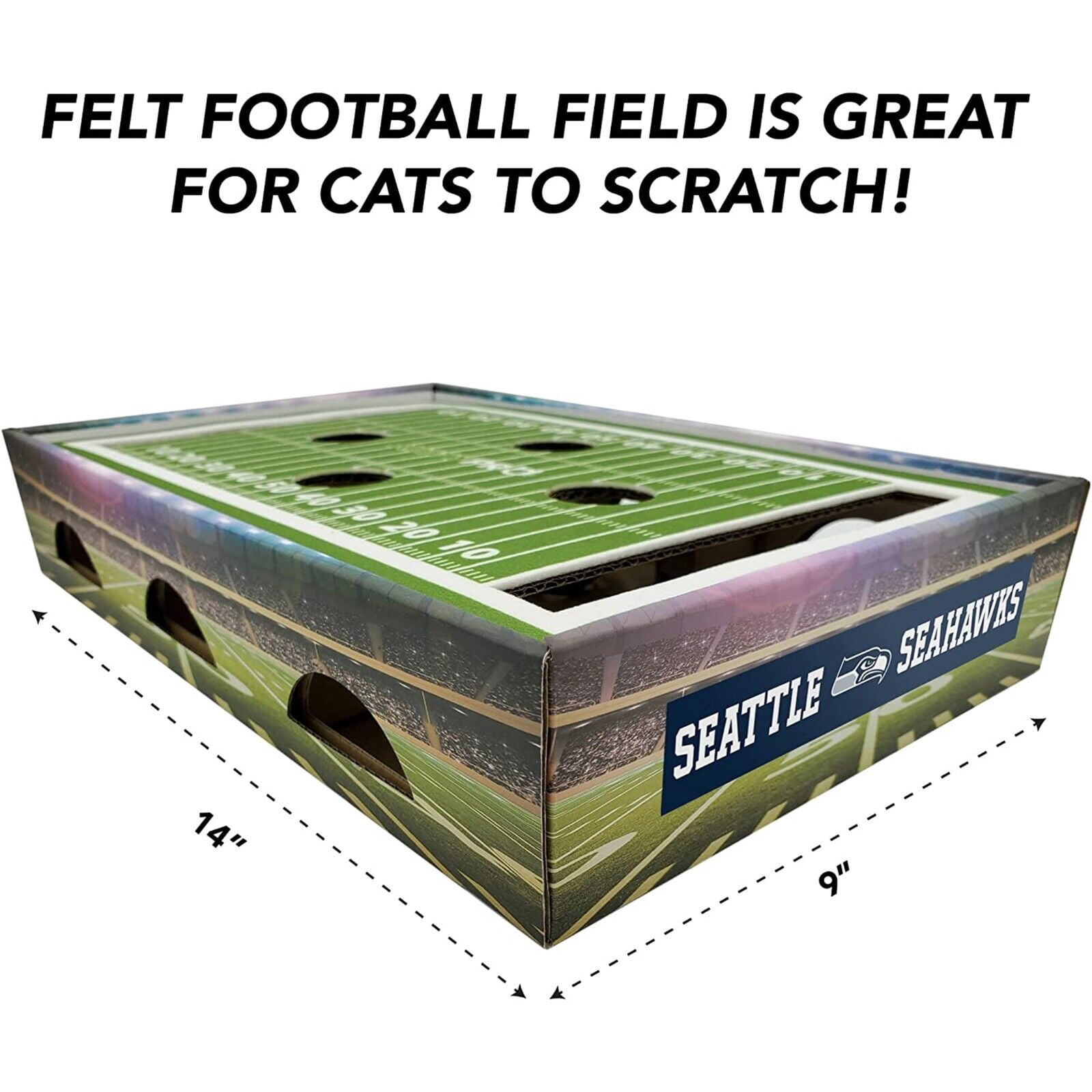 Pets First NFL Seattle Seahawks Cat Scratcher Box Football Field Designed Cat Scratcher & Lounge