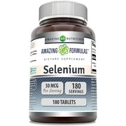 Amazing Formulas Selenium 50 Mcg Per Serving 180 Tablets Supplement | Non-GMO | Gluten Free | Made in USA