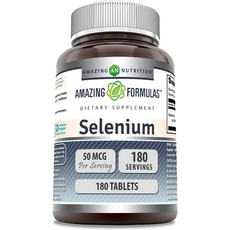 Amazing Formulas Selenium 50 Mcg Per Serving 180 Tablets Supplement | Non-GMO | Gluten Free | Made in USA