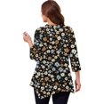thumbnail image 4 of WTOBBY Women's Curve Floral Hollow Neck Blouse 3/4 Sleeve Chiffon Plus Size Top with Elegant Ruffle Detail Casual Wear,Black L, 4 of 5
