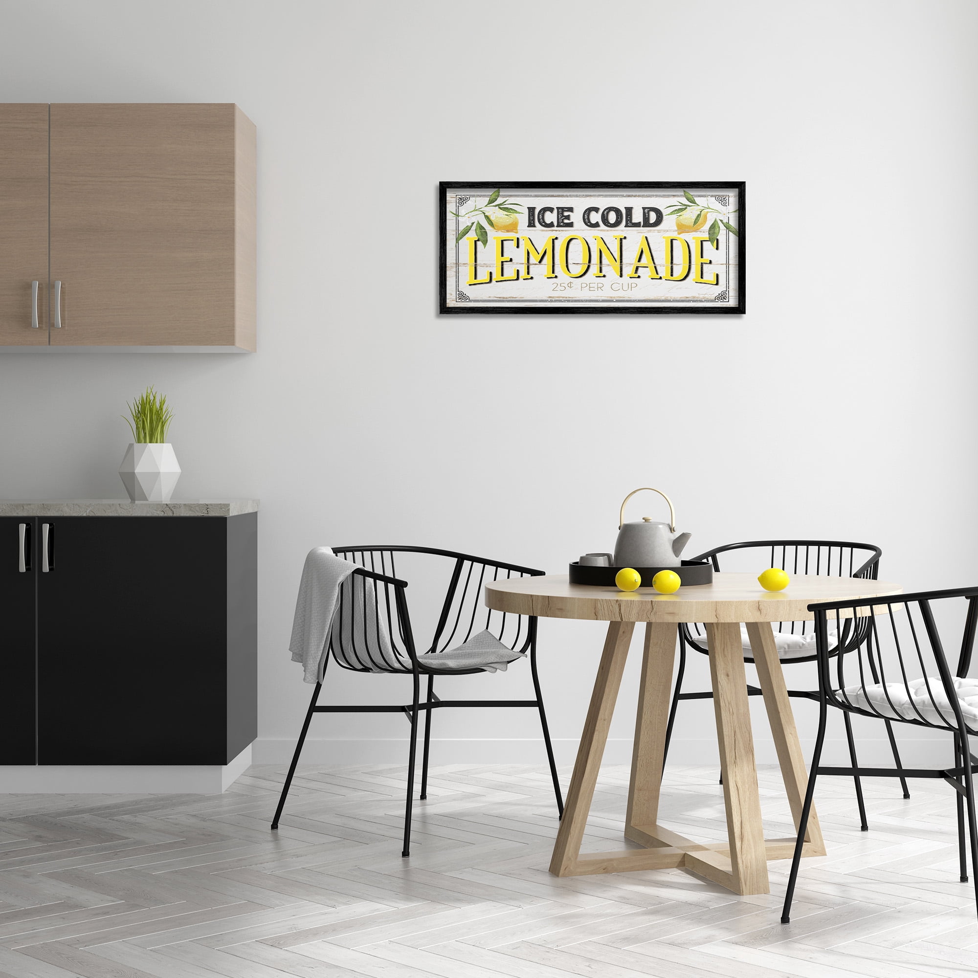 Stupell Industries Vintage Lemonade Stand Sign Food & Beverage Painting Black Framed Art Print Wall Art, 30 x 13