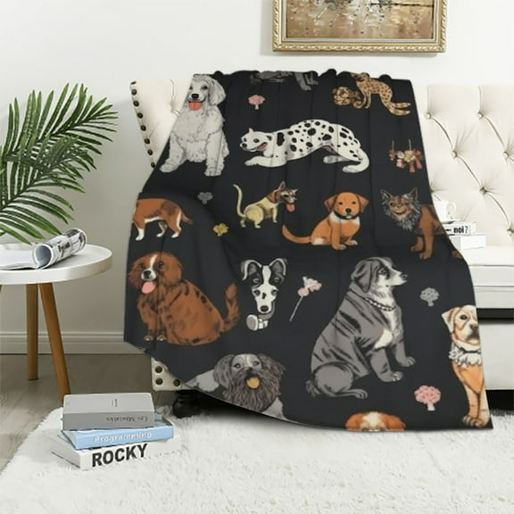 BCIIG Puppy Dogs Cute Animals Throw Blanket Ultra Soft Warm All Season Cartoon Pets Decorative Fleece Blankets for Bed Chair Car Sofa Couch Bedroom 40x50in
