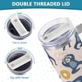 thumbnail image 5 of SKYSONIC Insulated Tumblers with Lids and Straws Handles 40oz Water Bottle Cute Sloth Music Dancing Travel Mug Reusable Stainless Steel Thermos Vacuum, 5 of 7