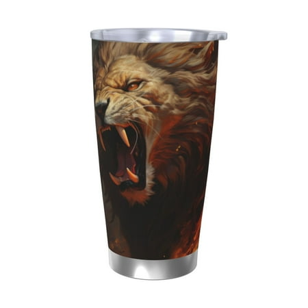 

Matuu Cool Flame Lion A for 20oz Durable Thermal Cups Keep Drinks Cold and Hot Insulated Car Mug with Lid-Without Straw