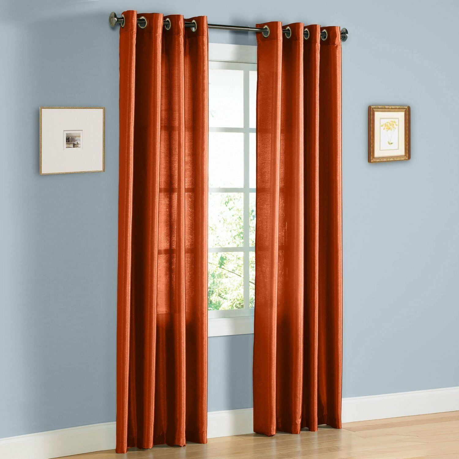 NEW HOME 95 inch One Window Treatment Panel Cream/Rust Faux Silk Drapery Curtain 