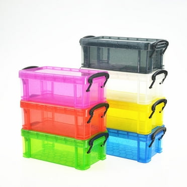 BERTDOMD 4pcs Mini Latch Organizer Box with Lids Clear Storage Bins Craft Storage Container Small Storage Case for Beads Jewelry Craft Items Organization