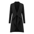 thumbnail image 3 of Kureaily Women's Solid Color Solid Color Lapel Slim Long Windbreaker Cardigan Jacket Long Sleeve Cardigan, 3 of 3