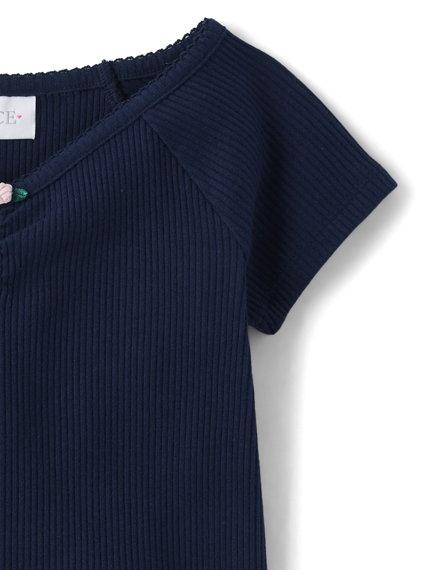 The Children's Place Girls Short Raglan Sleeve V-Neck Ribbed Cinched Top, Sizes XS-XXL