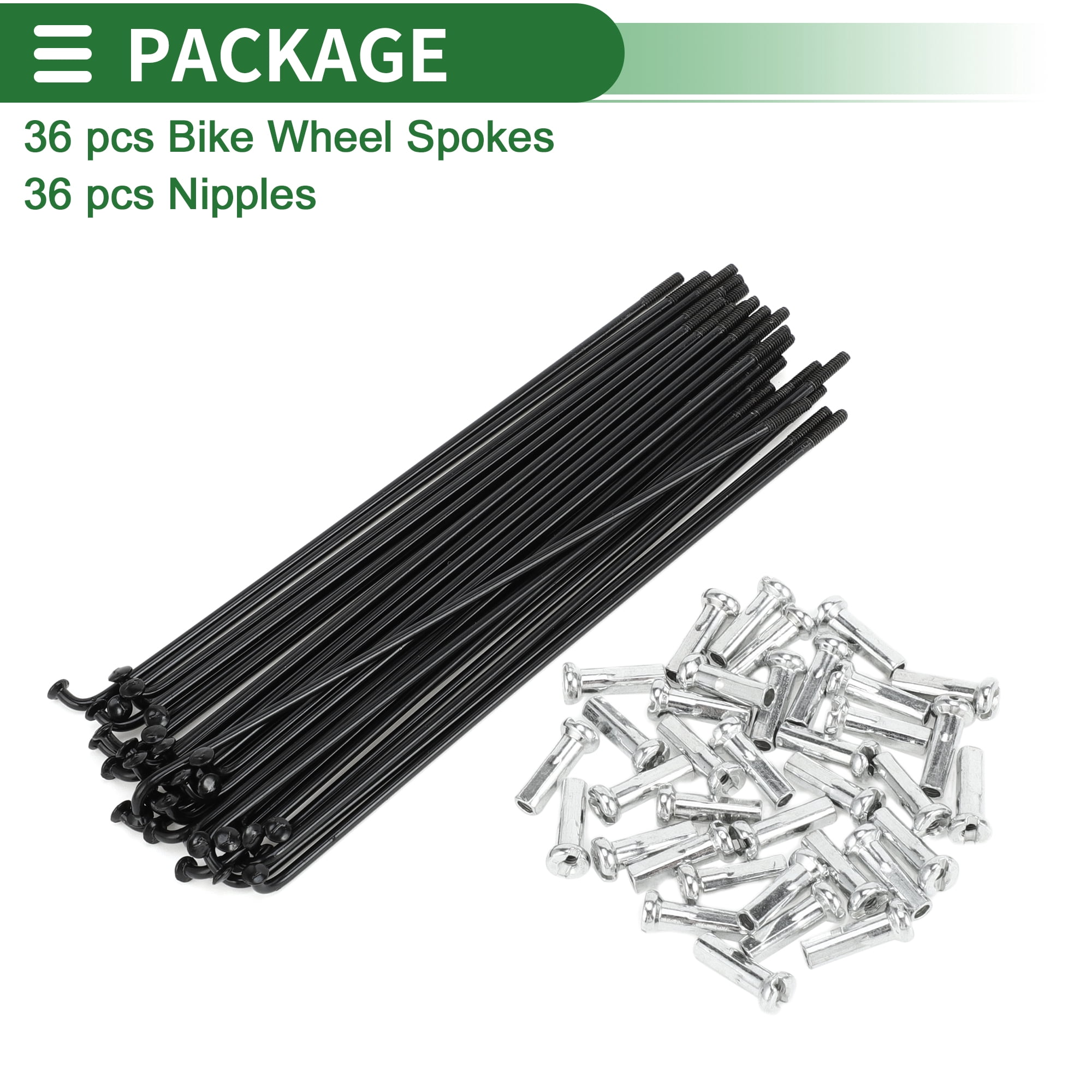 Unique Bargains 36Pcs Universal Bike Wheel Spokes 14G Carbon Steel Black Black 4.92"