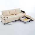thumbnail image 4 of Aukfa 78" Sectional Sofa with USB Port, Storage Ottoman, Armrest with Hidden Storage, Linen, Beige, 4 of 11