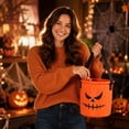 thumbnail image 5 of Halloween Candy Bucket Light Up Pumpkin LED Glowing Basket with Handle for Kids Trick or Treat Party Decor by OVFUIZ, 5 of 7
