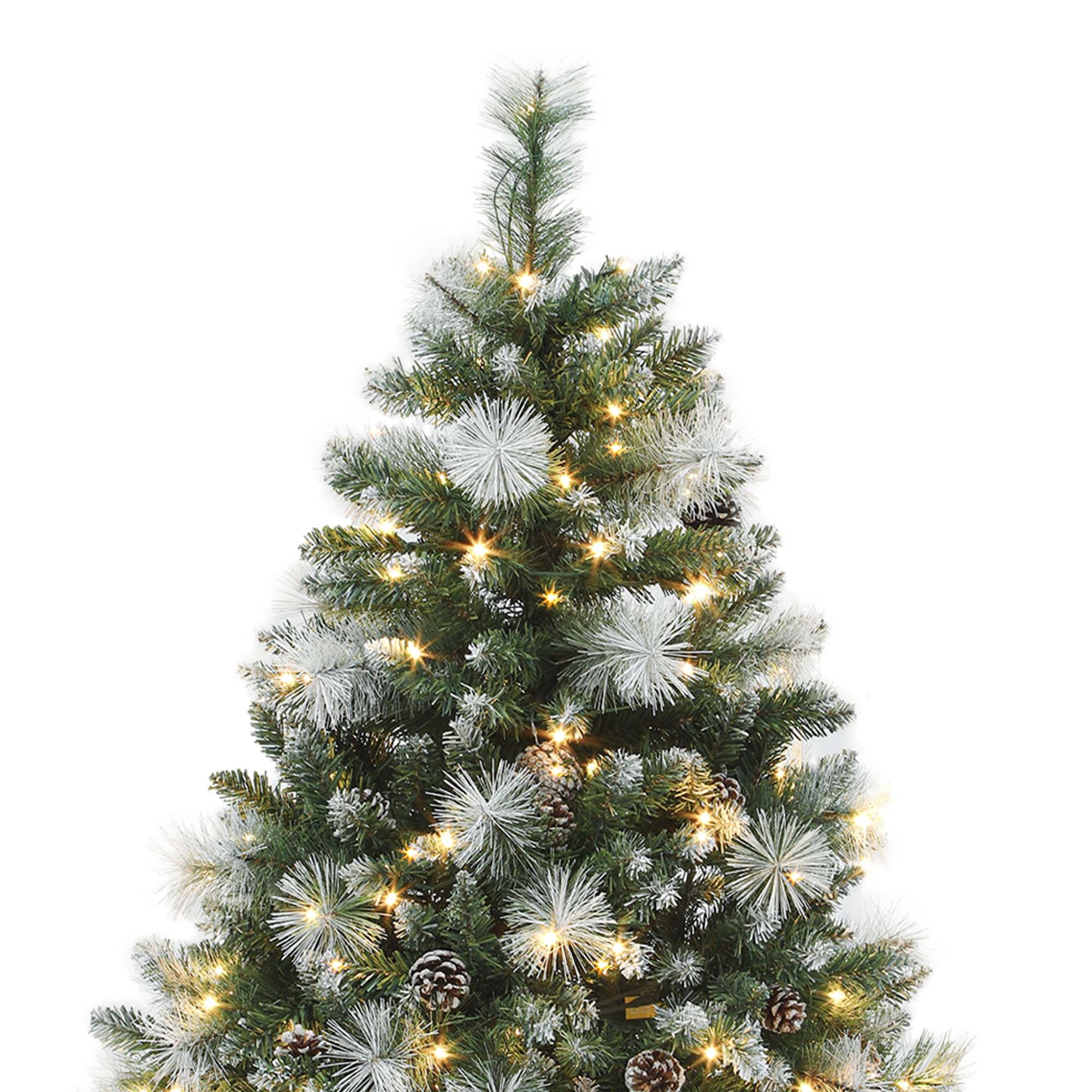 Uforic 6ft Prelit  Artificial Christmas Tree with 946 Branch Tips & 250 Lights, Pre-Decorated Scotch Pine Christmas Tree with Remote, 11 Light Modes, 56 Pine Cones, Green
