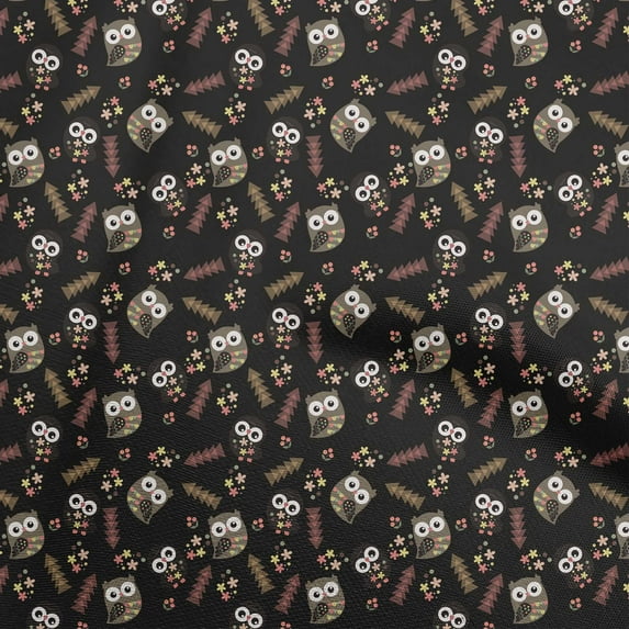 oneOone Georgette Viscose Black Fabric Owl Diy Clothing Quilting Fabric Print Fabric By Yard 42 Inch Wide-aA