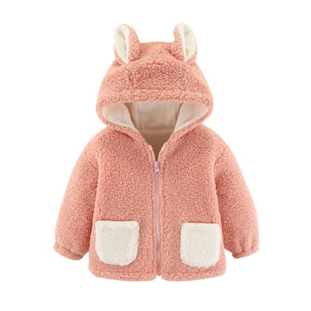

Fancifize Toddler Boys Girls Fleece Jackets Hoodie Cute Bear Ear Thick Warm Winter Coats Zip Up Kids Plush Sherpa Coat Outwear 12M-6Y