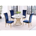 thumbnail image 2 of Milan Travis Sintered Stone Dining Set with Blue Fabric High Back Side Chairs, 2 of 9