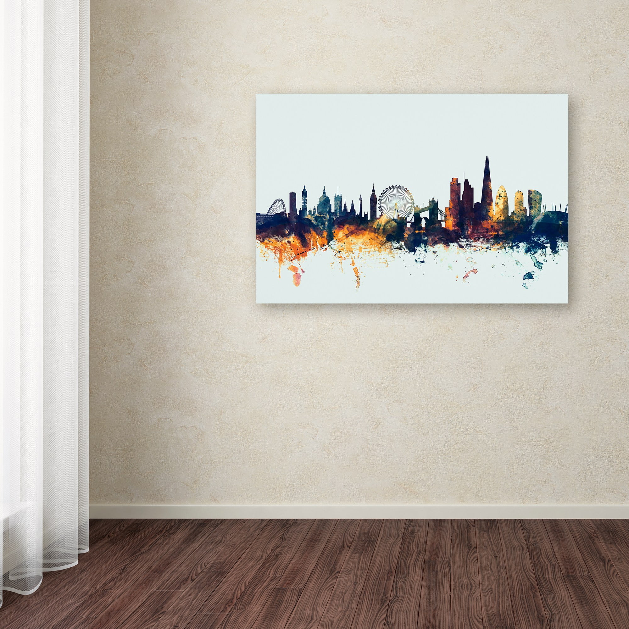 Trademark Fine Art "London England Skyline Blue" Canvas Art by Michael Tompsett