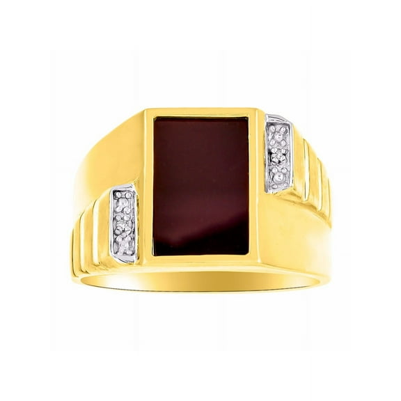RYLOS Men's Ring with Black Onyx & Diamonds – Designer Men's Jewelry in Sizes 8-13 Yellow Gold Plated Silver Size 8