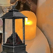 Fireplace Lantern and Battery Operated Usb Operated ,Abletop Fireplace Lantern Indoor/Outdoor Fireplace Lamp , Small Wind Lamp ,Flame Lamp, Festival Decoration Props Luminous Ornament