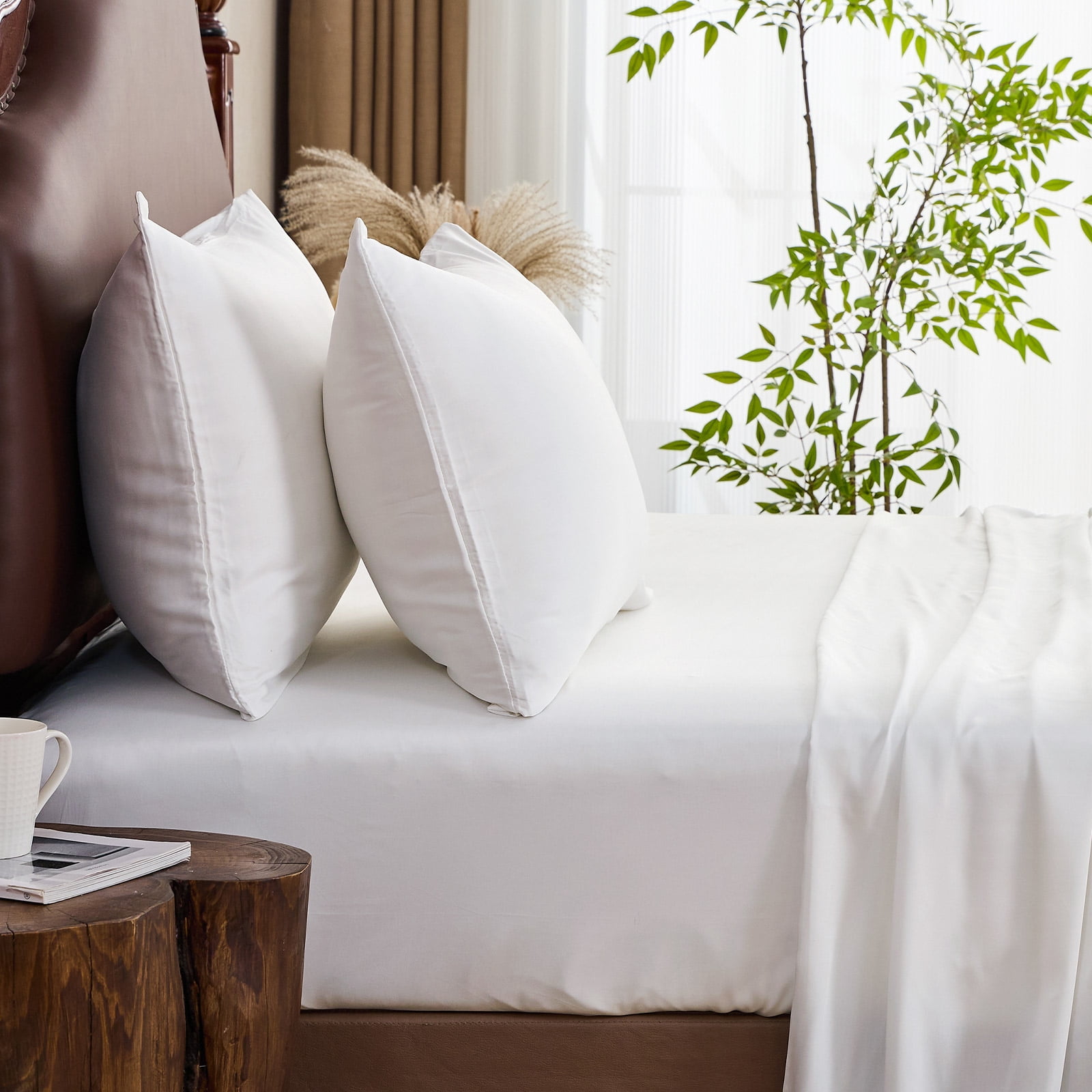 Hitime 4PC Bamboo Cal King Sheet Set, Deep Pocket Fit 16", Breathable Super Soft Luxury Hotel Style Home Decor Cal King Sheet Set, Gift for Women, Men - 2 Pillowcases, 1 Flat Sheet, 1 Fitted Sheet