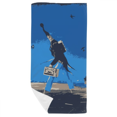 thumbnail image 1 of Serviette de Bain Illustration Grotesque Fond Bleu Dessin Animé 35x70cm, 1 of 3