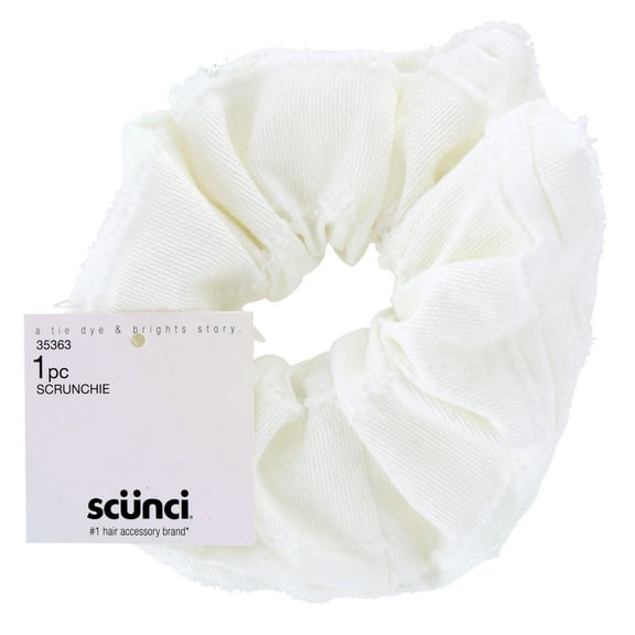 Scunci A Tie Dye & Brights Cloth Hair Scrunchie, White, 1-Piece